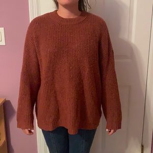 American eagle red brown loose fit sweater